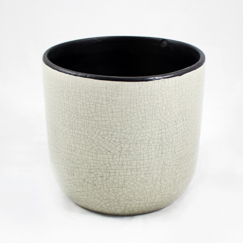 Vaso Cer&acirc;mica Crackle - Cinza  - D
