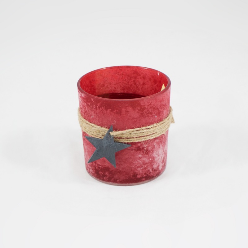 Vaso com Estrela em madeira  - Vermelho