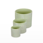 conjunto Vaso Cer&acirc;mica  - Menta/Branco