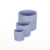 conjunto Vaso Cer&acirc;mica  - Azul/Branco