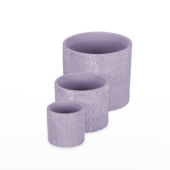 Conjunto Vaso Cer&acirc;mica - Lil&aacute;s/Branco