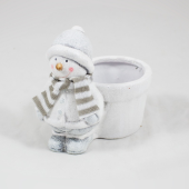 Vaso Cer&acirc;mica com boneco de neve