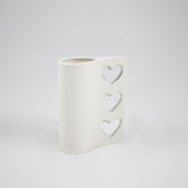 Vaso cerâmica com  corações