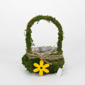 Cesto com flor decorado com Musgo
