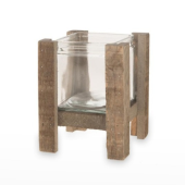 Lanterna de Madeira Natural e Vidro