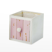 Gaveta em Madeira - Branco/Rosa