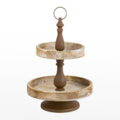 Prateleira Redonda de dois níveis em Madeira