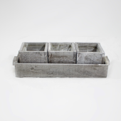 Base de Madeira com 3 Vasos