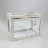 Caixa em madeira Branca e vidro com tampa