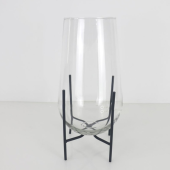 Floreira Cristal com Base em Metal Preto