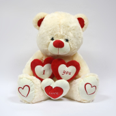 Urso de Peluche com 3 Corações - 60cm