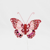 6 un · Borboleta vermelha com brilhantes