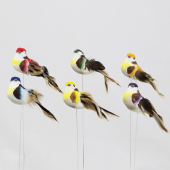 Pick · Pássaro colorido comão bico cinza 9cm