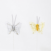 Pick · Borboleta Dourada e Prateada 4cm