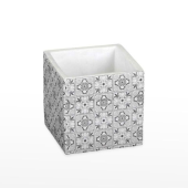 Vaso Cerâmica padrão Azulejo - Cinza e Branco