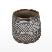 Vaso Cerâmico Biselado - Castanho