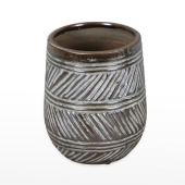 Vaso Cerâmico Biselado - Castanho