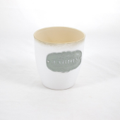 Vaso Plastico Branco com chapa decorativa
