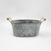 Balde Zinco Oval Flores