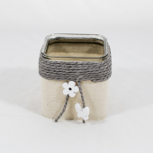 Vaso em vidro decorado com jute e Cordão