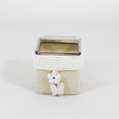 Vaso em vidro decorado com jute e Cordão