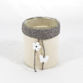 Vaso em vidro decorado com jute e Cordão