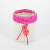 Vaso em vidro decorado com jute e Cordão