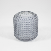 Vaso em vidro cinzento com pontos