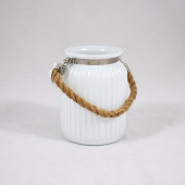Vaso de vidro com asa em corda - Branco