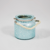 Vaso de vidro com asa em corda - Azul