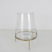 Floreira Cristal com Base Metal dourado