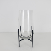 Floreira Cristal com Base em Metal Preto