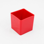 Vaso quadrado em acrilico 100x100mm  - Vermelho