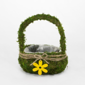 Cesto com flor decorado com Musgo  - 30cm
