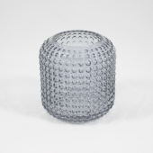 Vaso em vidro cinzento com pontos  - 15cm