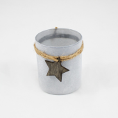 Vaso com Estrela em madeira  - Cinza alumínio